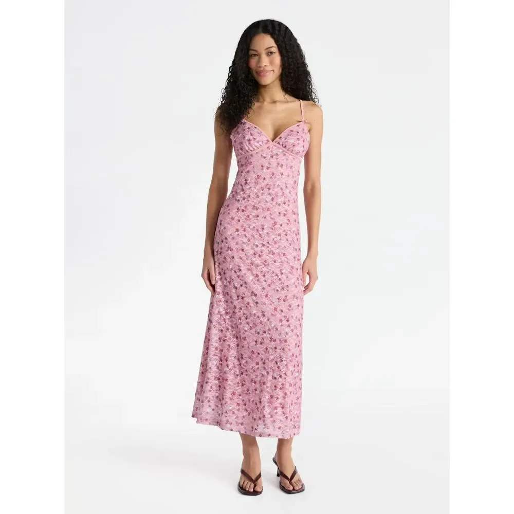 no boundaries maxi dress No Boundaries Size S Maxi Dress Leaf Print Orange Strappy Sleeveless